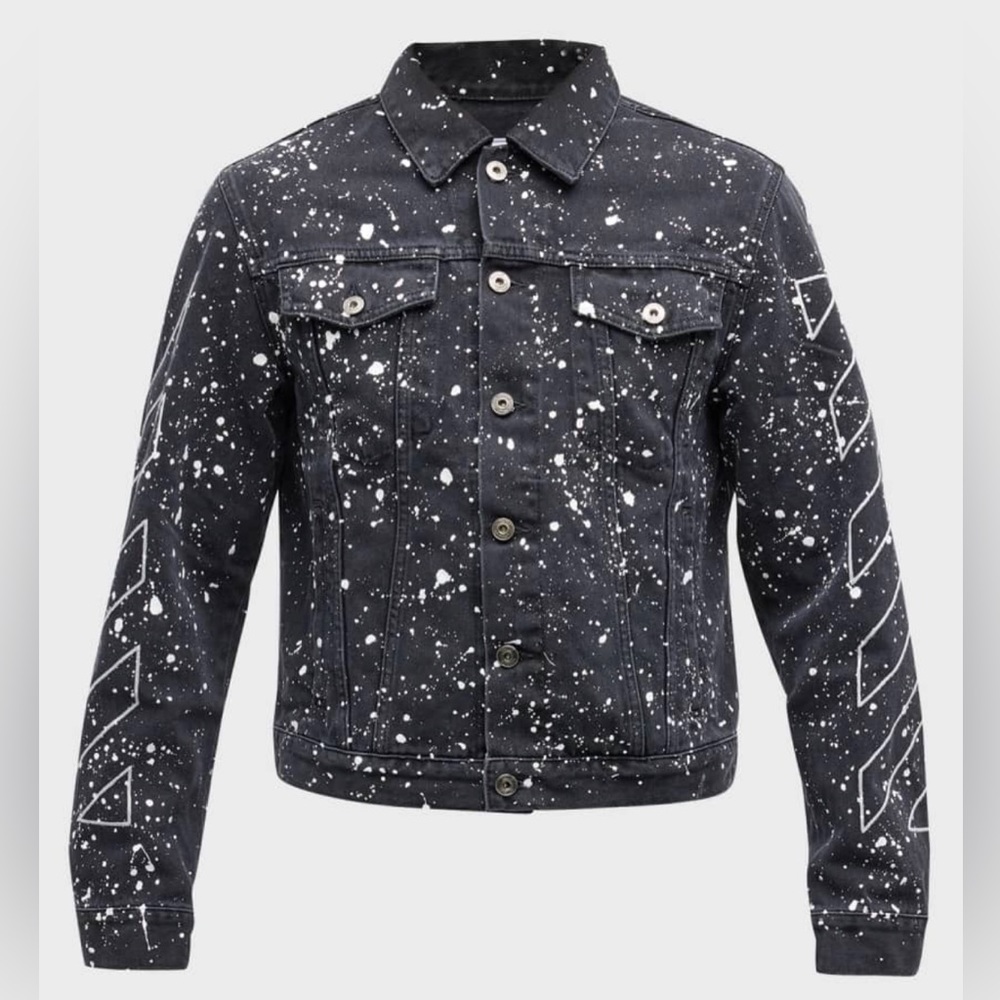OFF-WHITE Diagonal Paint Splatter Denim Jacket